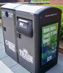 Garbage can red compress solar dustbin compactor