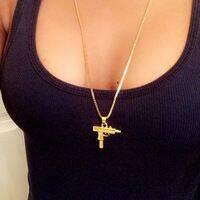 Gold uzi STAINLESS necklace