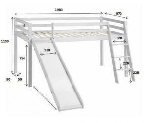 Cabin bed with ladder and slide