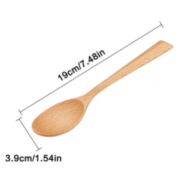 Wooden spoon with long handle and oval scoop