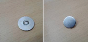 Metal shank button back side hook