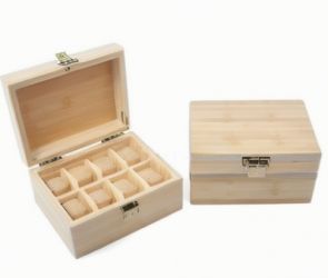 Custom Portable solid bamboo wood flip lid essenti