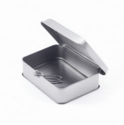 rectangle metal black tin box with hinge lid jewel