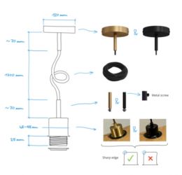 Pendant lamp holder - base, cable, socket